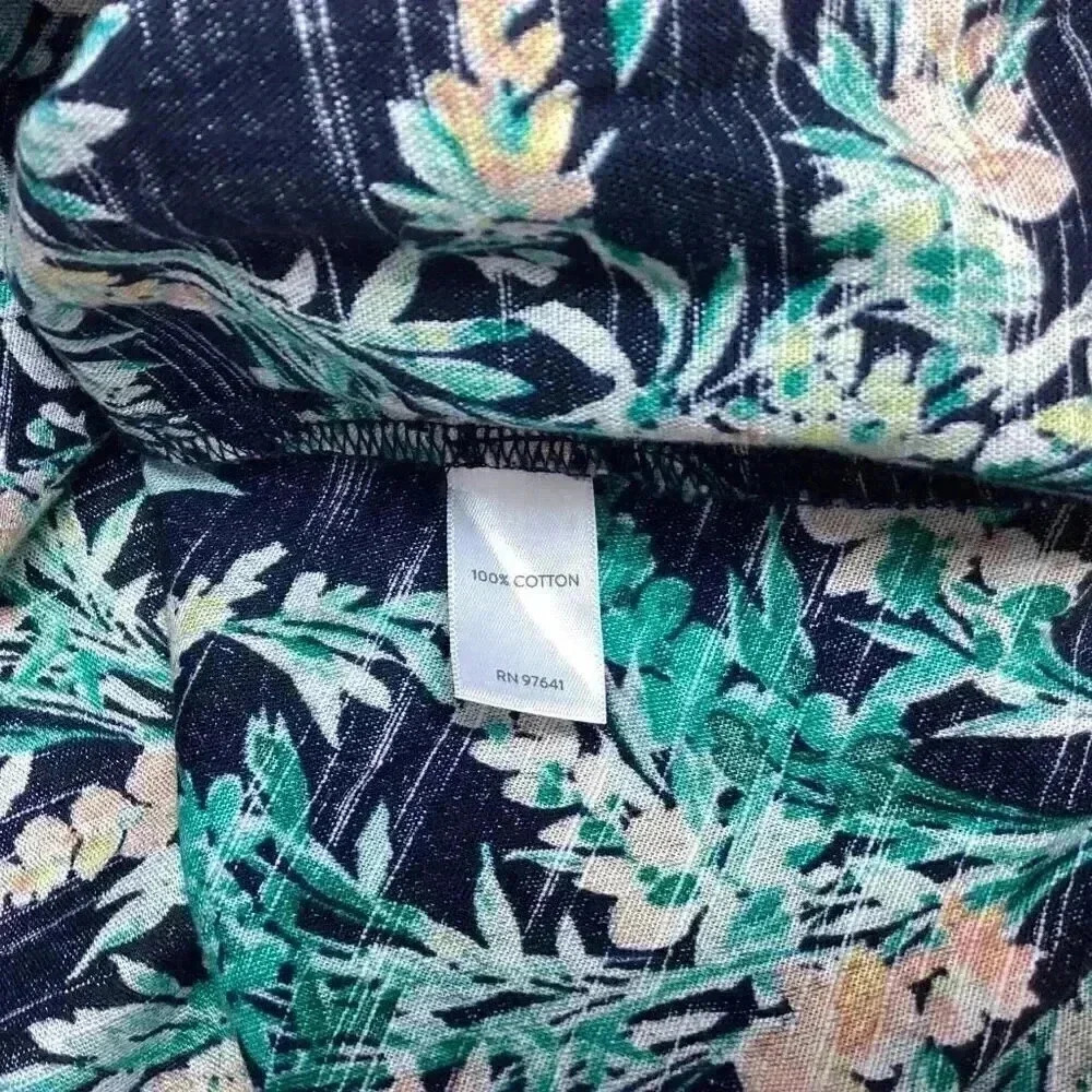 J. Jill Dress Womens S Blue Green Floral Cotton Puff Sleeve Pockets Midi - Picture 11 of 11